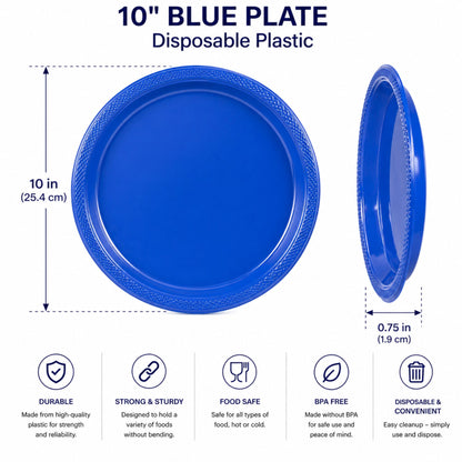 10" & 7" Blue Disposable Plastic Plates Combo Set Disposable Plates Hanna K Signature