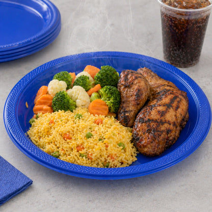 10" & 7" Blue Disposable Plastic Plates Combo Set Disposable Plates Hanna K Signature