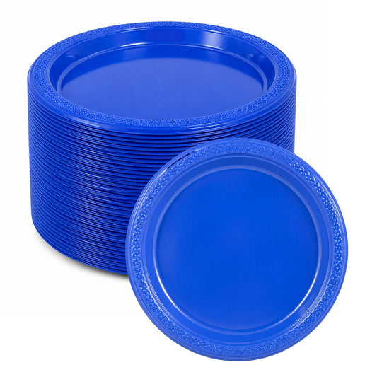 *BUY BULK* 7" Blue Plates Disposable Plastic Disposable Plates Hanna K Signature