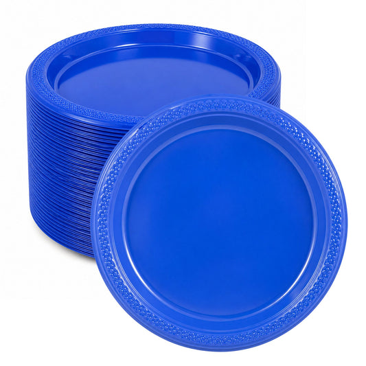 *BUY BULK* 9" Blue Plastic Plates Disposable Plastic Disposable Plates Hanna K Signature