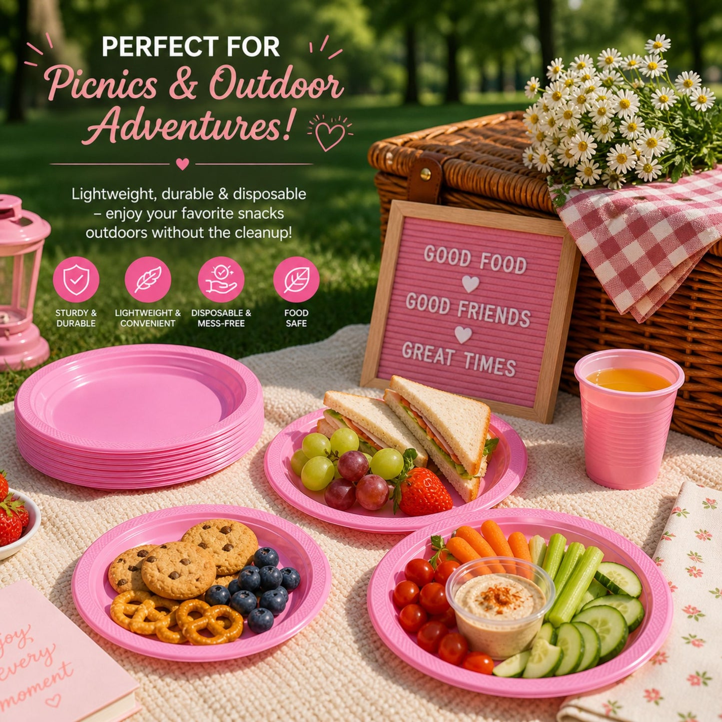 10" & 7" Pink Disposable Plastic Plates Combo Set Disposable Plates Hanna K Signature