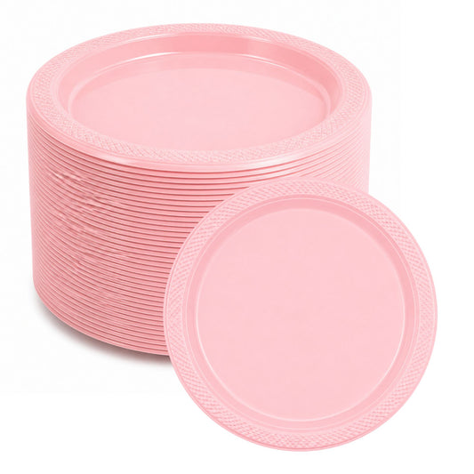 *BUY BULK* 7" Pink Plate Disposable Plastic Disposable Plates Hanna K