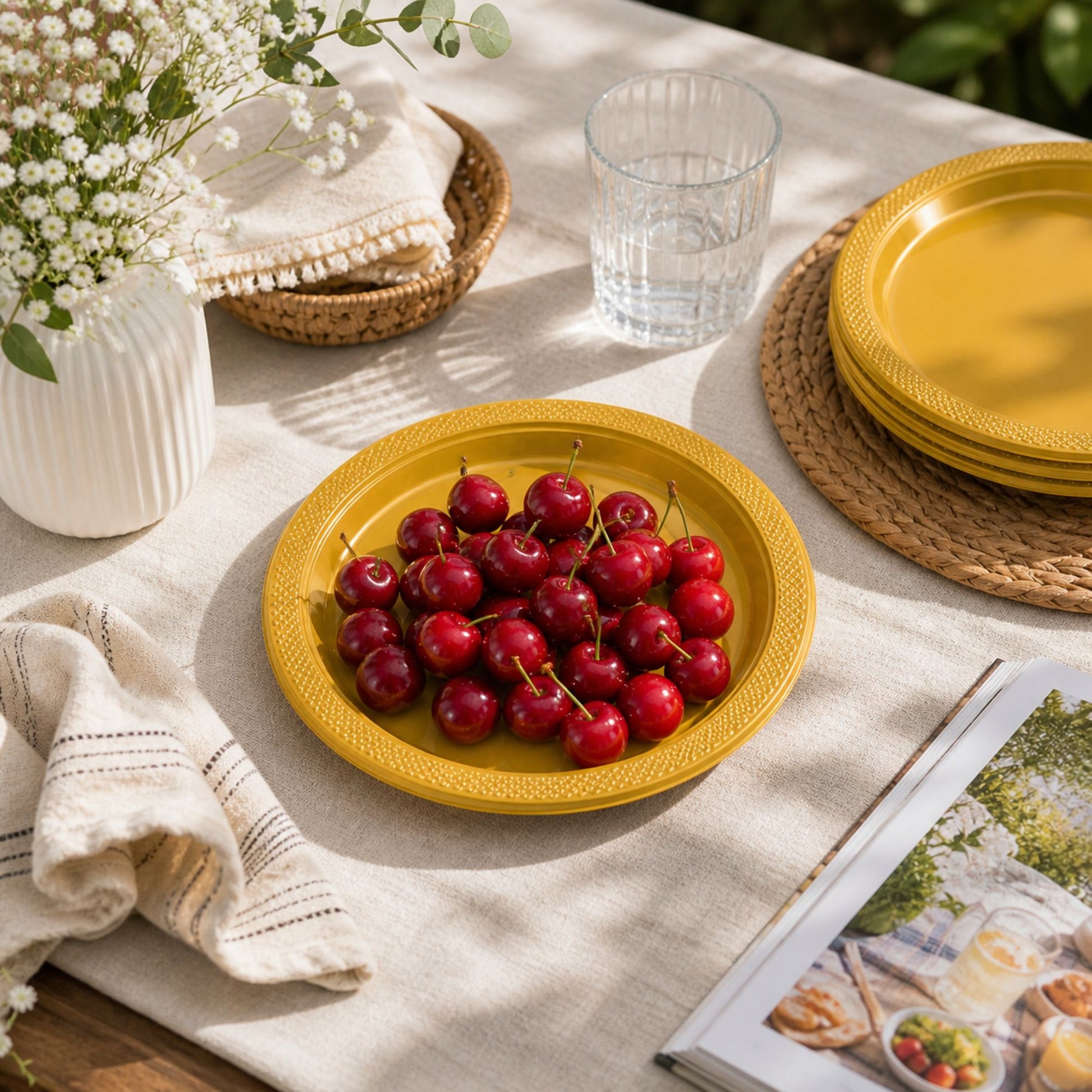 *BUY BULK* 10" Gold Plate Disposable Plastic Disposable Plates Hanna K Signature
