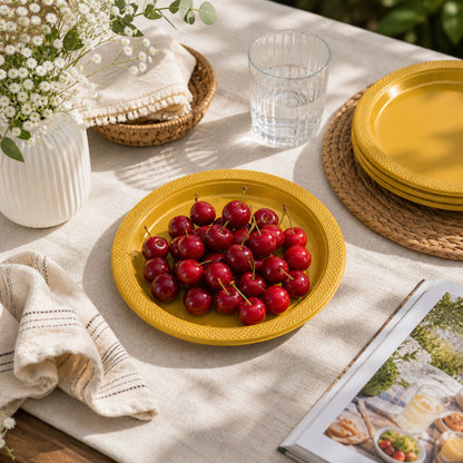 *BUY BULK* 10" Gold Plate Disposable Plastic Disposable Plates Hanna K Signature