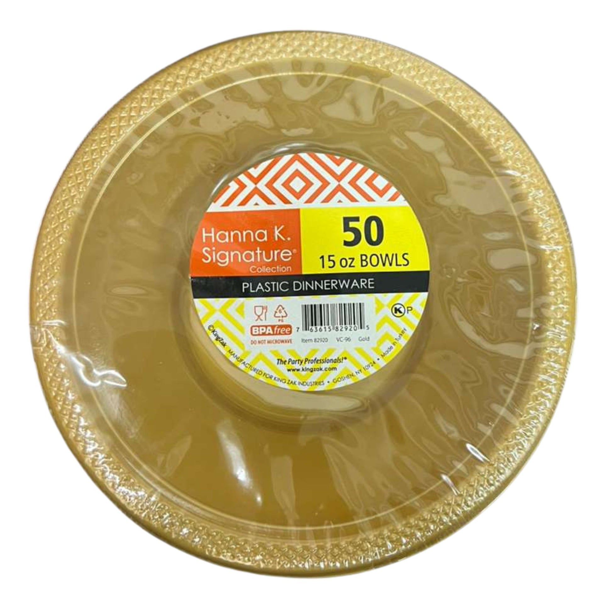 Hanna K. Signature Plastic Bowl Gold 15 oz Bowls Hanna K Signature