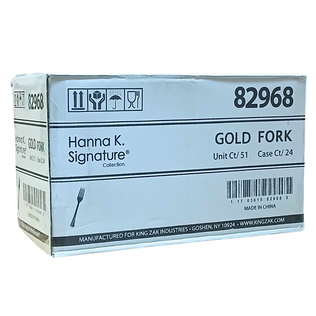 *WHOLESALE* Hanna K. Signature Heavyweight Gold Plastic Fork: 1224CT Cutlery Hanna K Signature