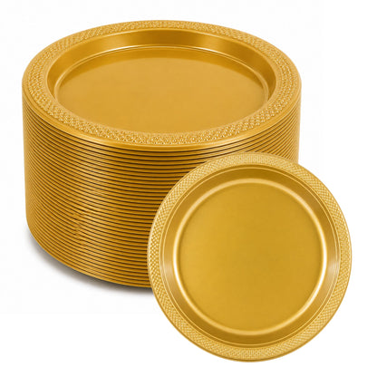 *BUY BULK* 7" Gold Plate Disposable Plastic Disposable Plates Hanna K Signature