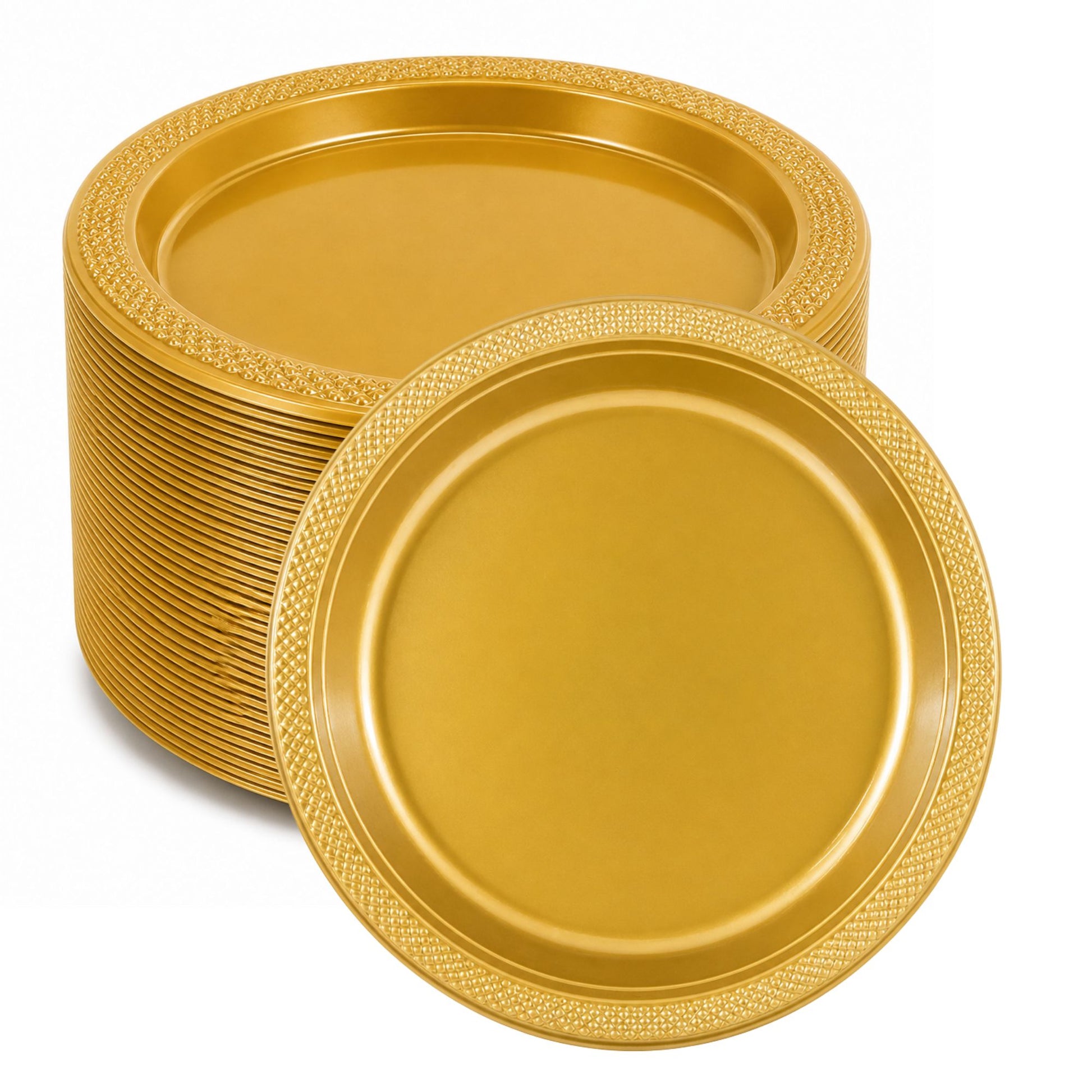 *BUY BULK* 9" Plastic Gold Plate Disposable Disposable Plates Hanna K Signature