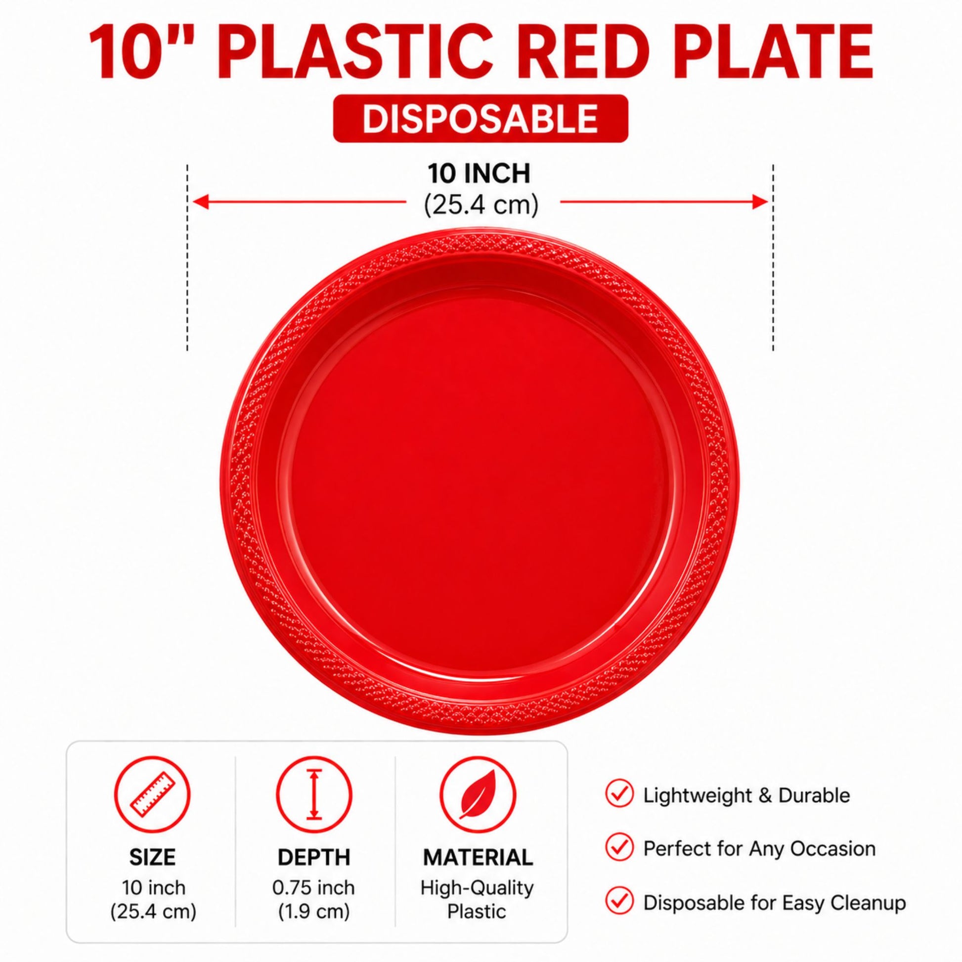 10" & 7" Red Disposable Plastic Plates Combo Set Disposable Plates Hanna K Signature