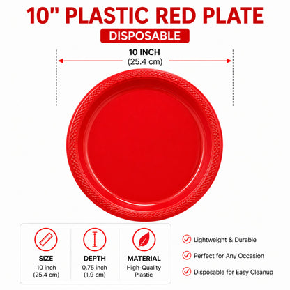 10" & 7" Red Disposable Plastic Plates Combo Set Disposable Plates Hanna K Signature