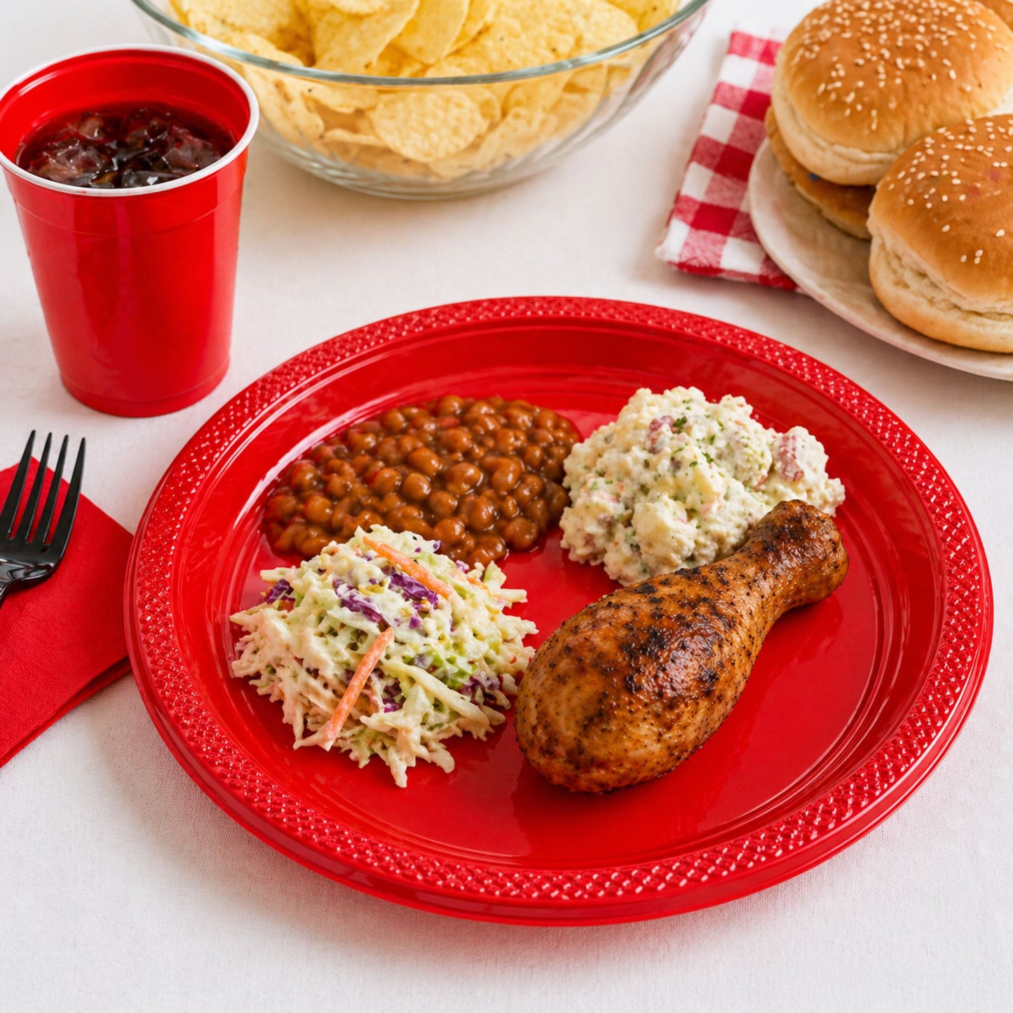 10" & 7" Red Disposable Plastic Plates Combo Set Disposable Plates Hanna K Signature