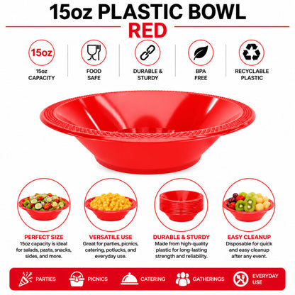 15oz Plastic Bowl Red - BPA-free plastic Bowls Hanna K
