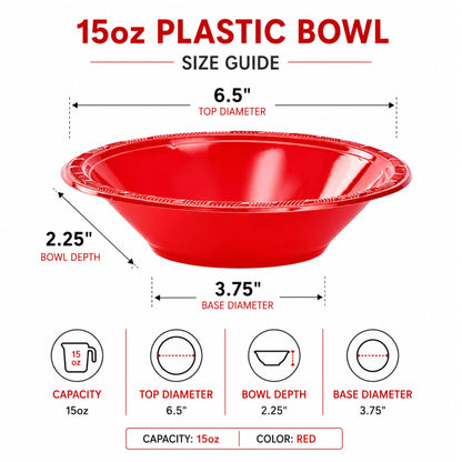 15oz Plastic Bowl Red - BPA-free plastic Bowls Hanna K