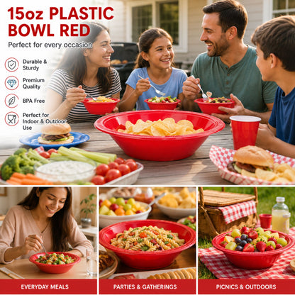 15oz Plastic Bowl Red - BPA-free plastic Bowls Hanna K