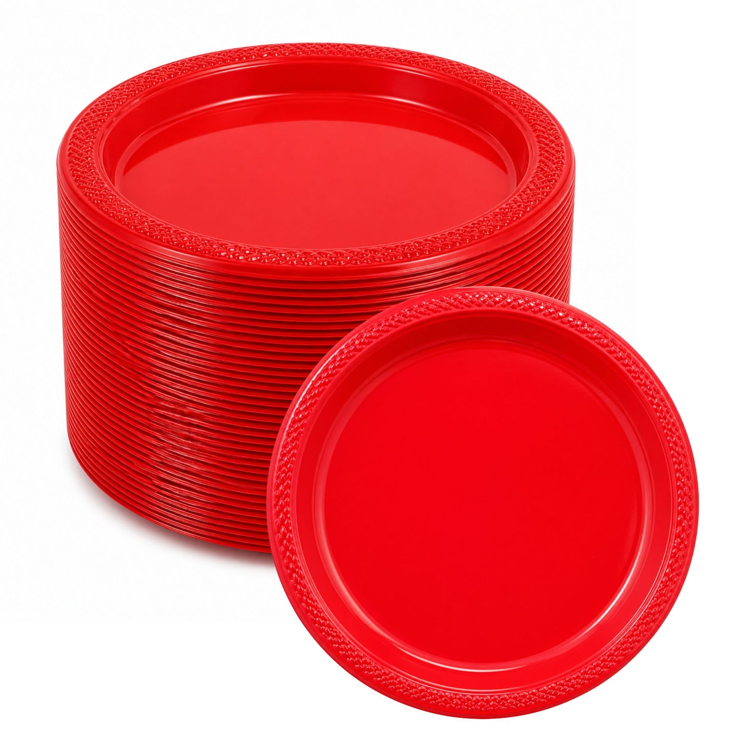 *BUY BULK* 7" Plates Red Disposable Plastic Disposable Plates Hanna K
