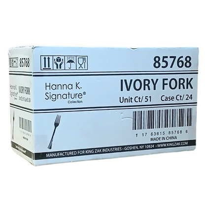 *WHOLESALE* Hanna K. Signature Heavyweight Plastic Fork Ivory: 1224CT Cutlery Hanna K Signature