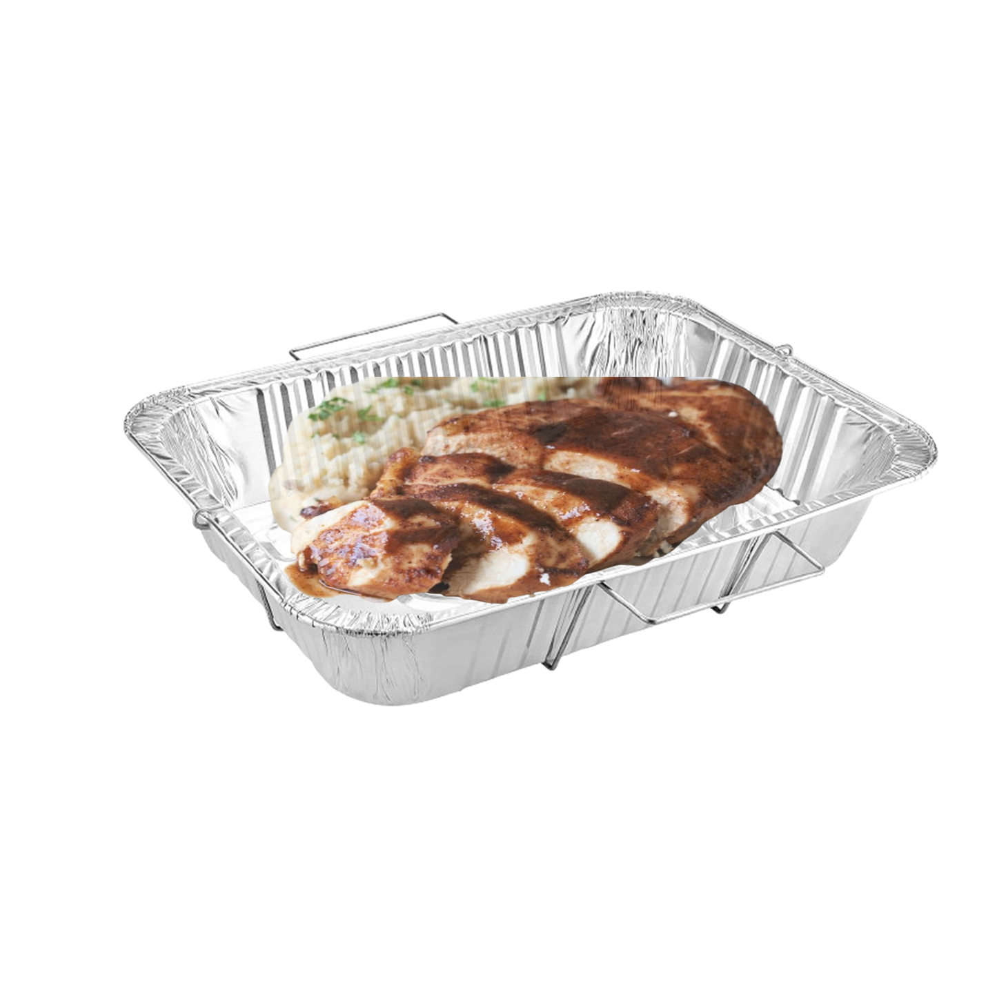 Disposable Aluminum 9X13 inches Half Size Pans with Handle Rack Disposable VeZee