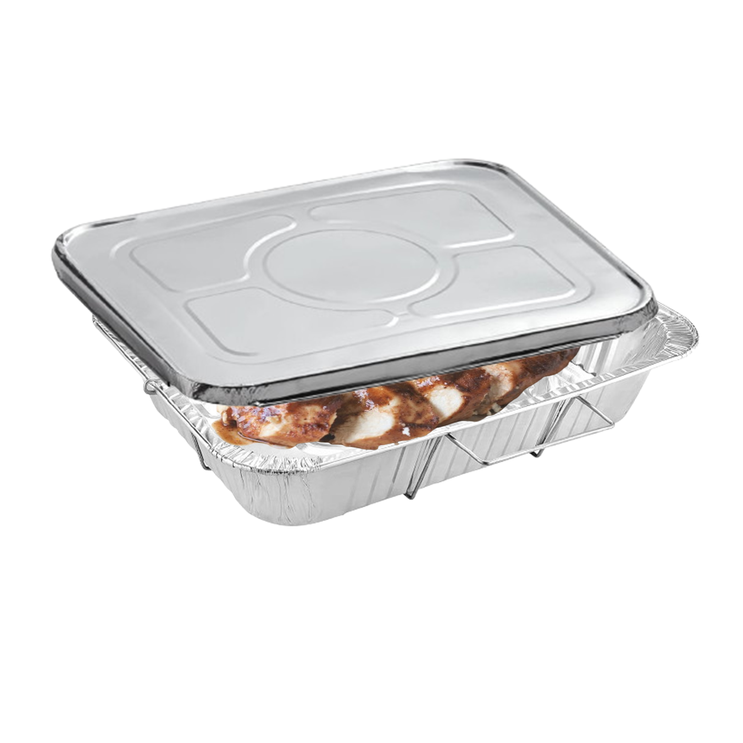 Disposable Aluminum 9X13 inches Half Size Pans with  Handle Rack With Lids Disposable VeZee   