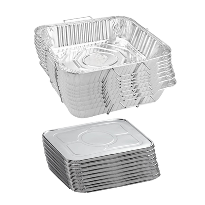 Disposable Aluminum 9X13 inches Half Size Pans with Handle Rack With Lids Half Size Pans VeZee