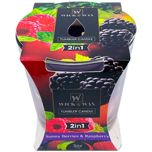 Sunny Berries & Raspberry Double Scented Jar Candle - 3.5oz.  WICK & WAX   