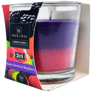 Sunny Berries & Raspberry Double Scented Jar Candle - 3.5oz.  WICK & WAX   