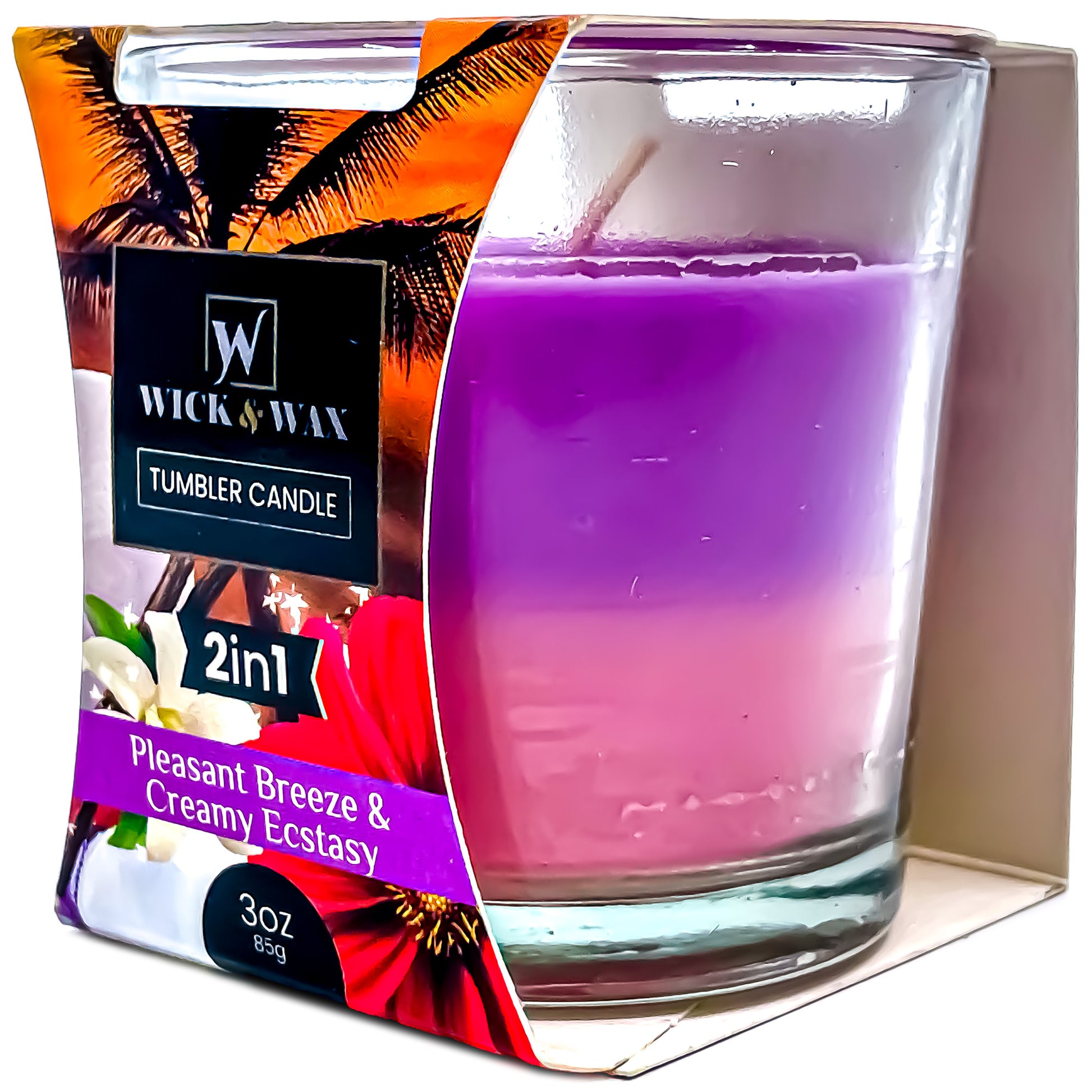 Pleasant Breeze & Creamy Ecstasy Double Scented Jar Candle - 3.5oz.  WICK & WAX   