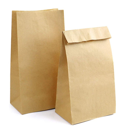 Two brown paper bags on a white background