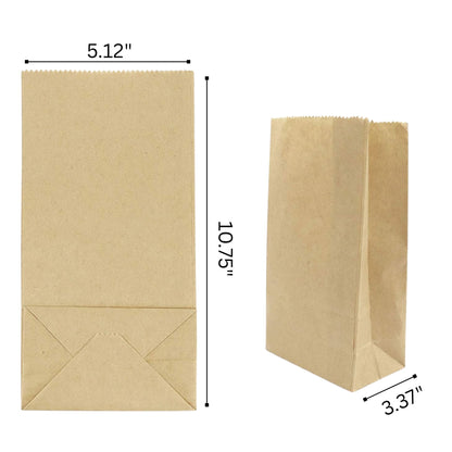 Brown paper bag with measurements on a white background