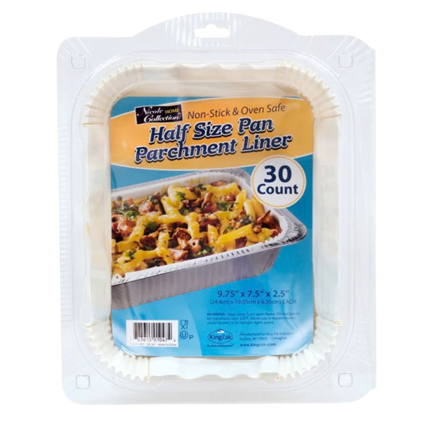 9.75" x 7.5" x 2.5" Parchment Liner for Half-Size Aluminum Pans – 30/Pack