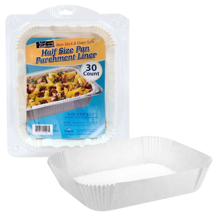 9.75" x 7.5" x 2.5" Parchment Liner for Half-Size Aluminum Pans – 30/Pack