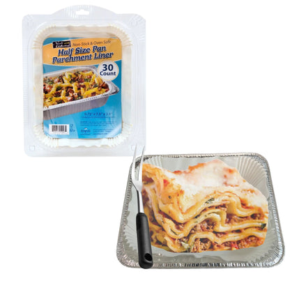 9.75" x 7.5" x 2.5" Parchment Liner for Half-Size Aluminum Pans – 30/Pack