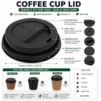*WHOLESALE* Dome Lids for 10, 12, 16 oz Poly Paper Cups Hot and Cold 1000/ Case Paper Cups VeZee
