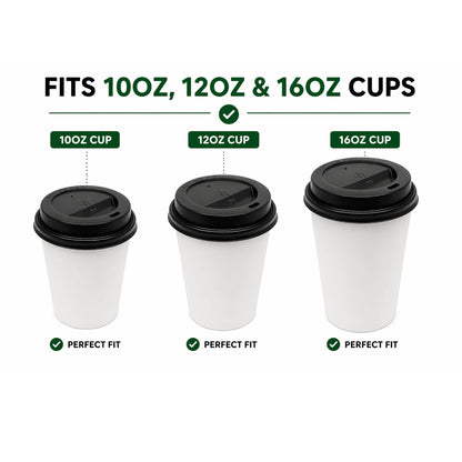 *WHOLESALE* Dome Lids for 10, 12, 16 oz Poly Paper Cups Hot and Cold 1000/ Case Paper Cups VeZee