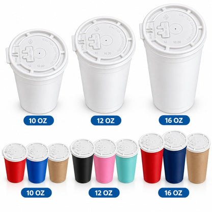 *WHOLESALE* Plastic Lids for 10/12/16oz. Poly-Paper Hot/Cold Cups 1000/Case Paper Cups VeZee