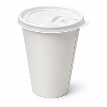 *WHOLESALE* White Plastic Lids for 8 oz Poly Paper Cups Hot and Cold 1000/Case Paper Cups VeZee