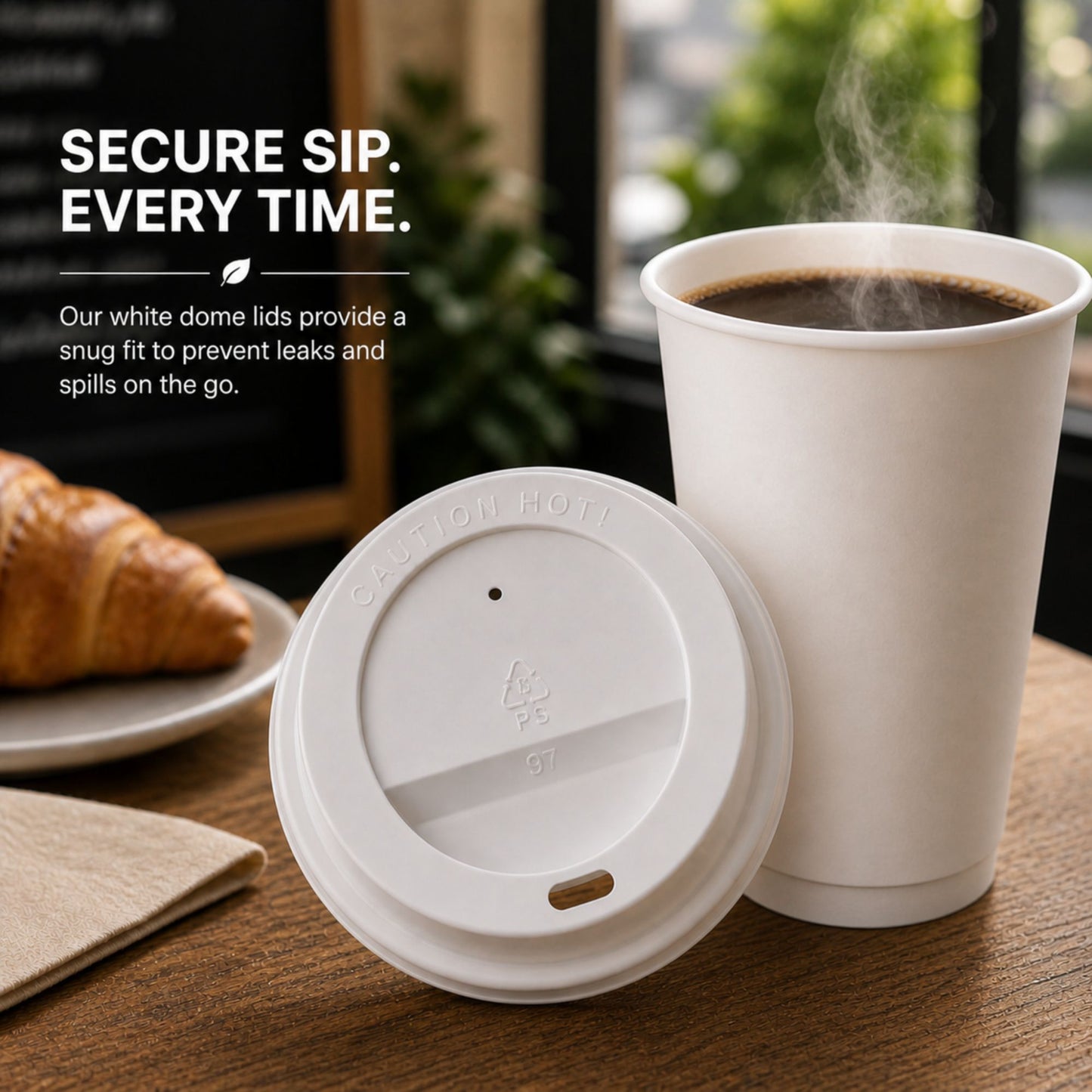 *BUY BULK* White Dome Lids for 10, 12, 16 oz Disposable Poly Paper Cups White Dome Lids VeZee