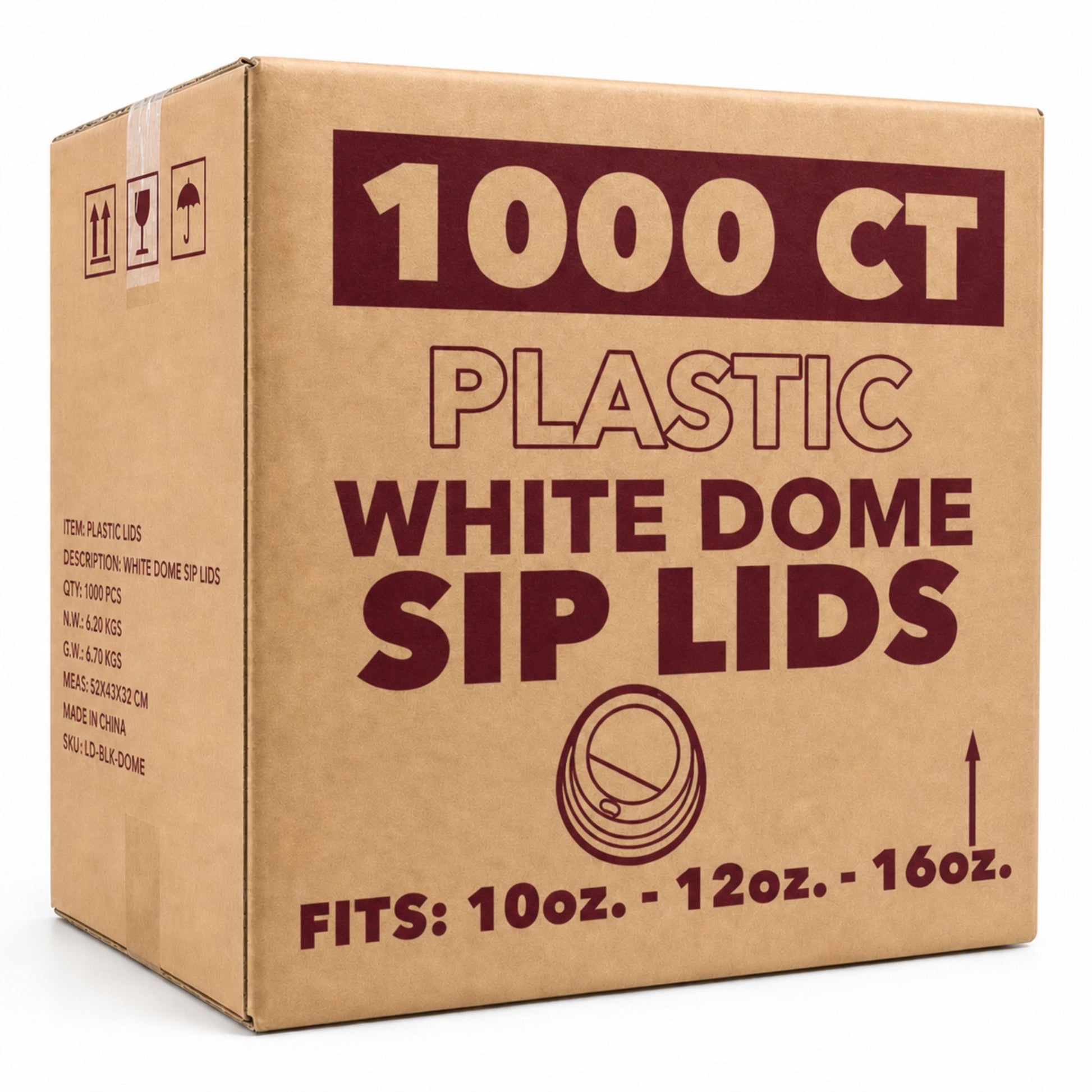*WHOLESALE* White Dome Lids for 10, 12, 16 oz Disposable Poly Paper Cups 1000/ Case White Dome Lids VeZee 1 Case