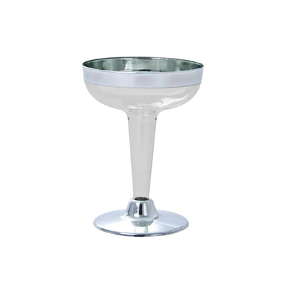 4oz Clear Silver Rim & Bottom Plastic Champagne Cocktail Champagne Flutes Lillian Tablesettings