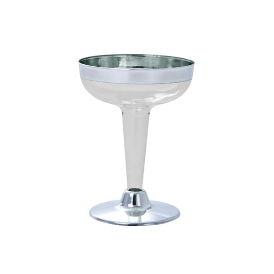 4oz Clear Silver Rim & Bottom Plastic Champagne Cocktail Champagne Flutes Lillian Tablesettings