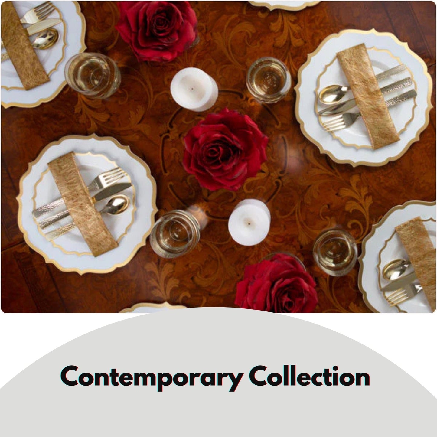 10"&7" White & Gold Plastic Plates Combo Set: Contemporary