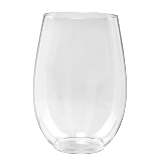 16oz Clear Stemless Dispoable Plastic Wine Glasses Tumbler Tumblers Lillian