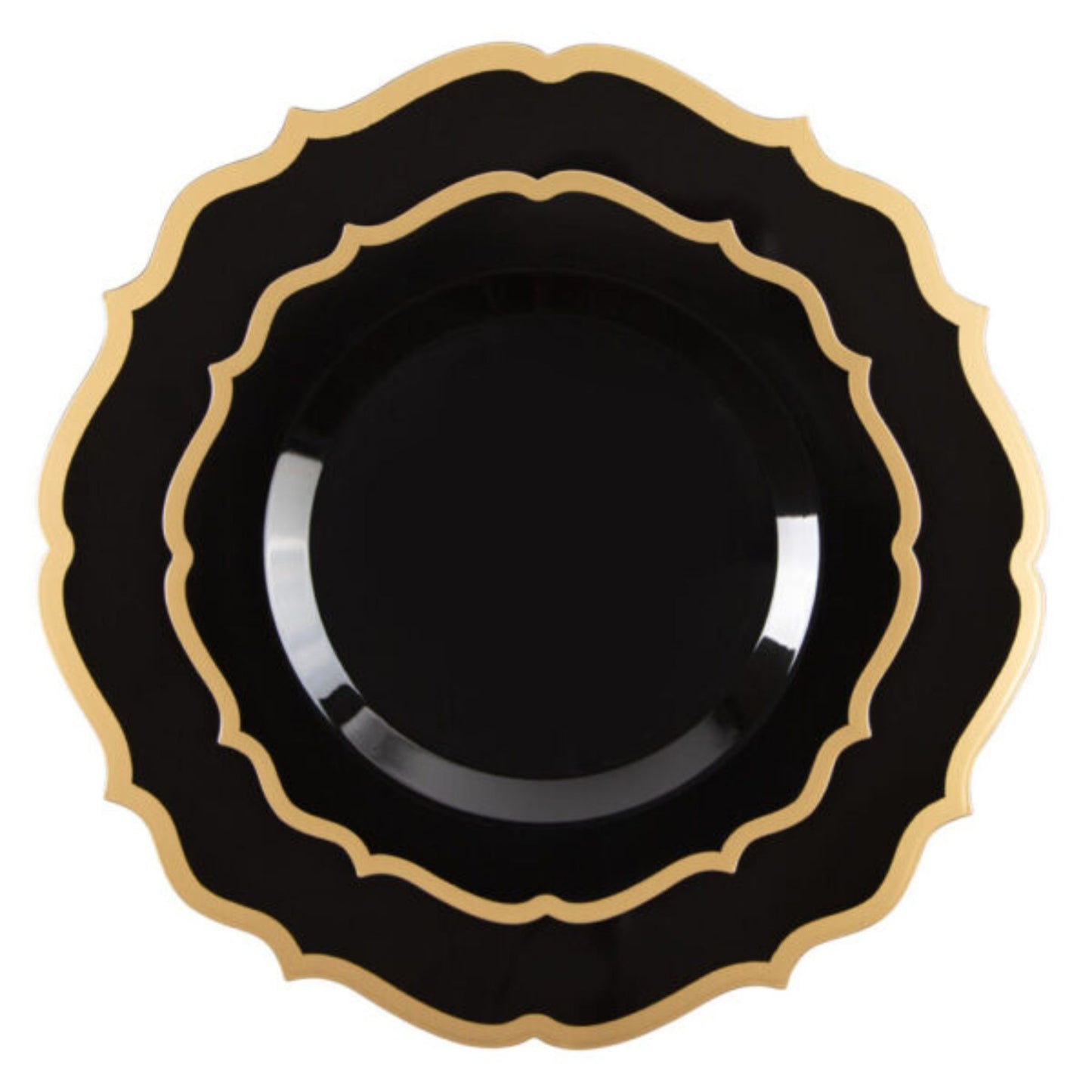 10"&7" Black & Gold Plastic Plates Combo Set: Contemporary Combo Disposable Plates SIMCA Collection