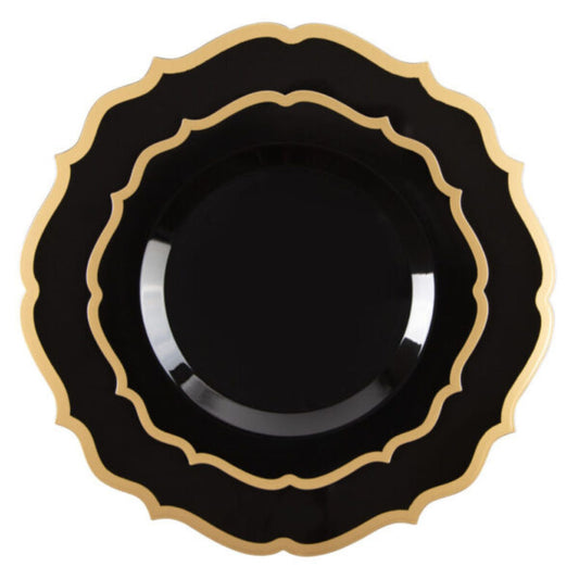 10"&7" Black & Gold Plastic Plates Combo Set: Contemporary