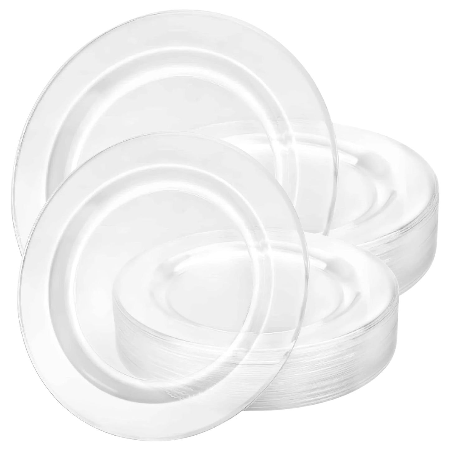 Magnificence Heavy Weight Pearl White Disposable Plastic Dinner Plate Combo Set