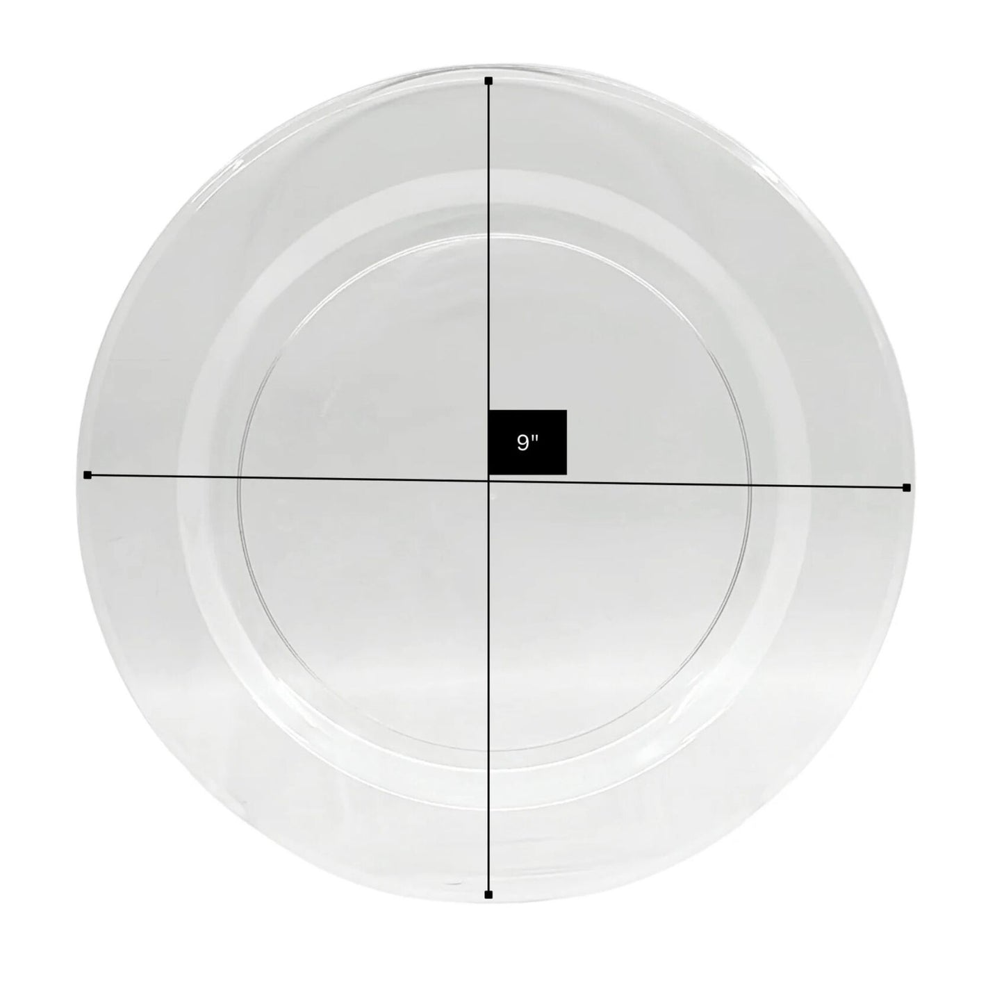 White ceramic plate with measurement label on a white background