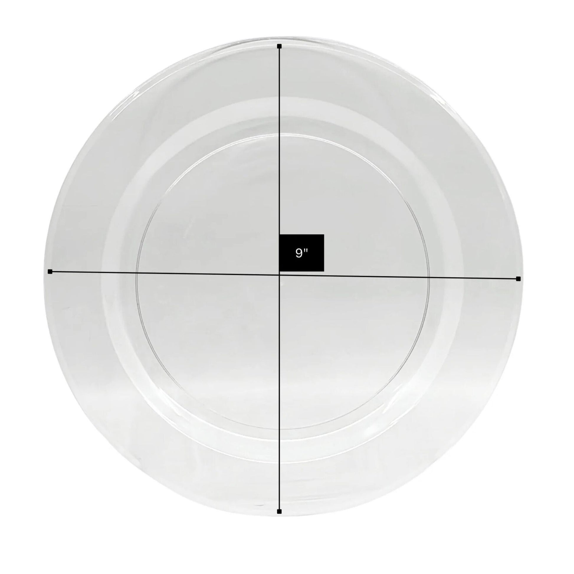 White ceramic plate with measurement label on a white background