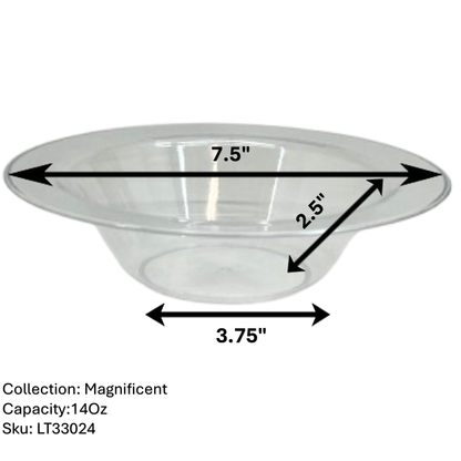 Magnificence Heavyweight 14oz Plastic Bowls Value Pack Clear Bowls Lillian   