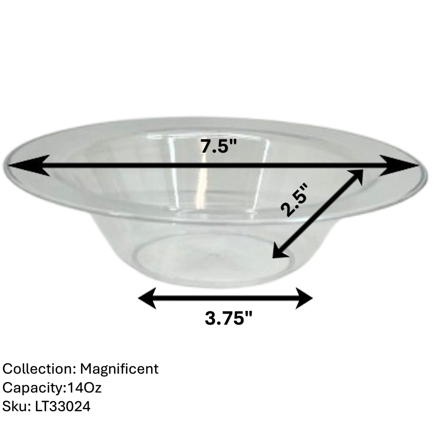 Magnificence Heavyweight 14oz Plastic Bowls Value Pack Clear: 240CT Bowls Lillian