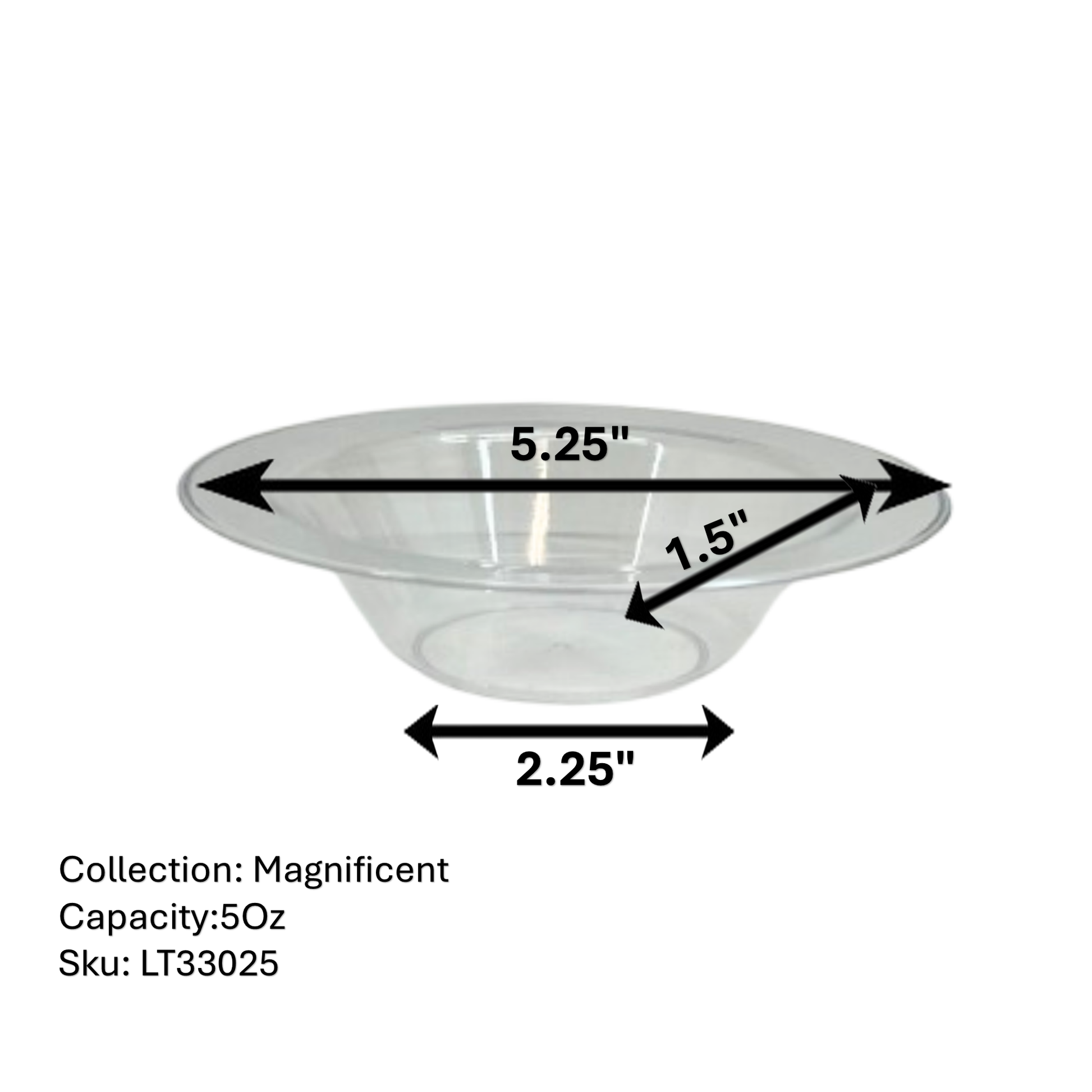 *WHOLESALE* Magnificent Heavyweight 5oz Plastic Bowls Value pack Clear: 240CT Bowls Lillian