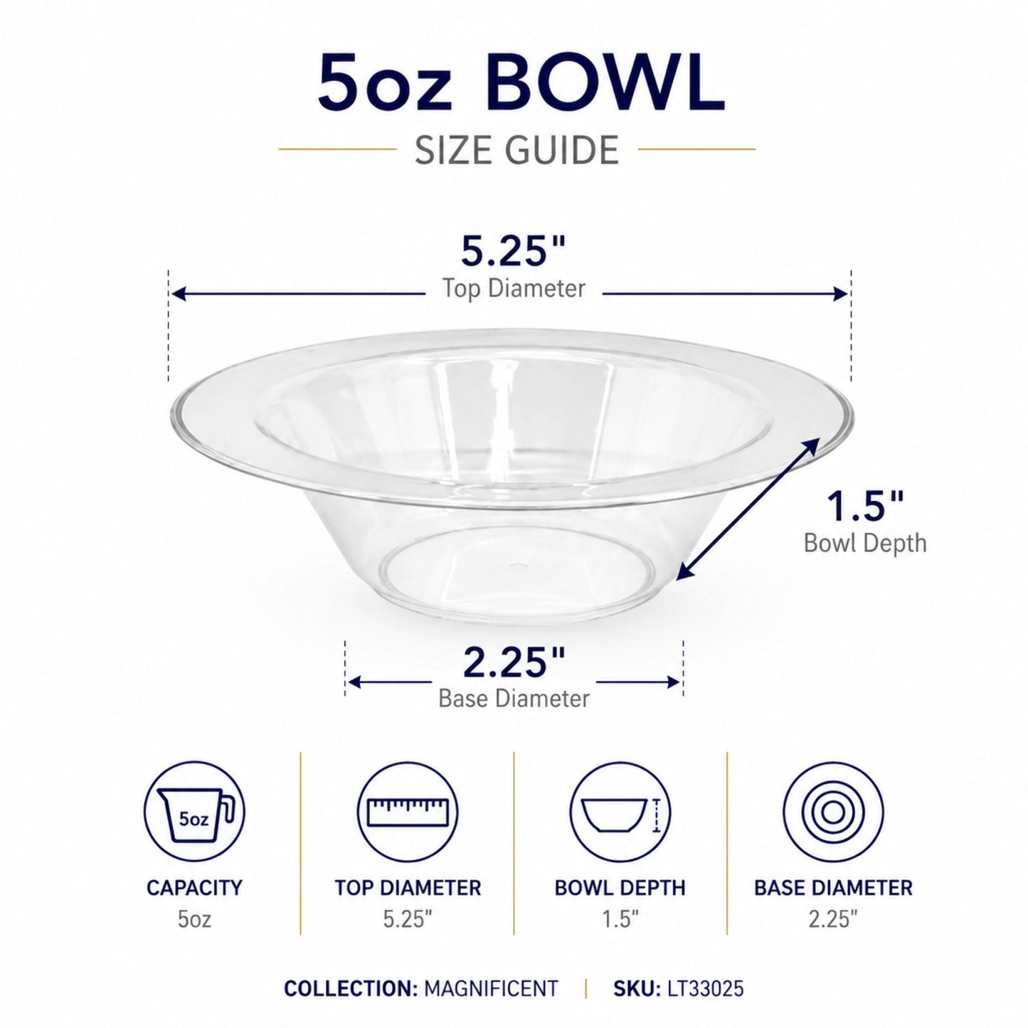 *JUMBO PACK*5oz Bowls Clear Heavyweight Plastic Magnificent Bowls Lillian